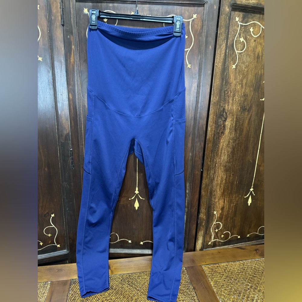 Stylish Maternity Royal Blue High-Waisted Leggings